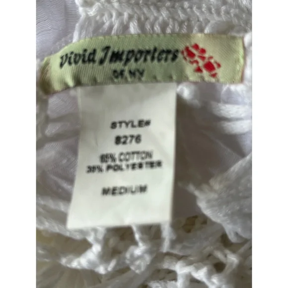 Vivid Importers of NY Women’s White Sleeveless Boho Crochet Swimsuit Coverup - Picture 4 of 7